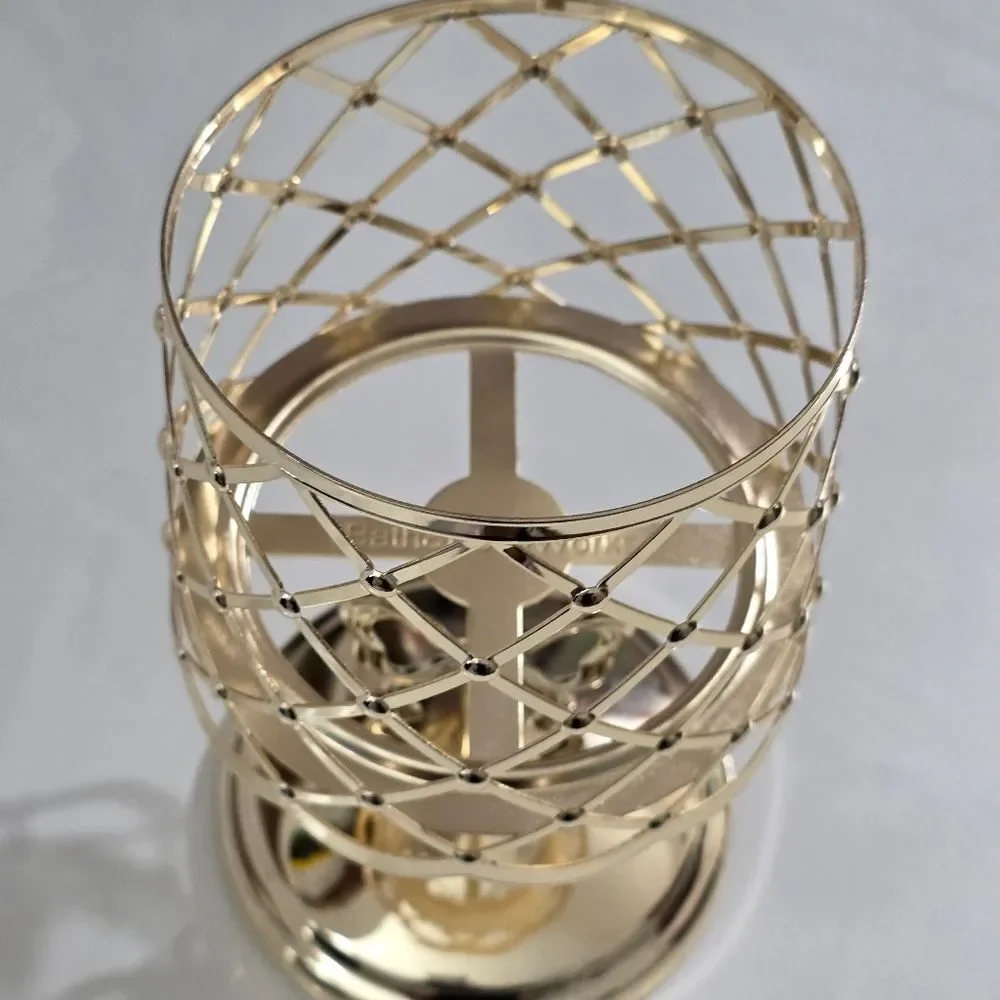 Bath & Body Works Elegant Gold Bow Lamp 3-Wick Candle Holder Fancy New RARE